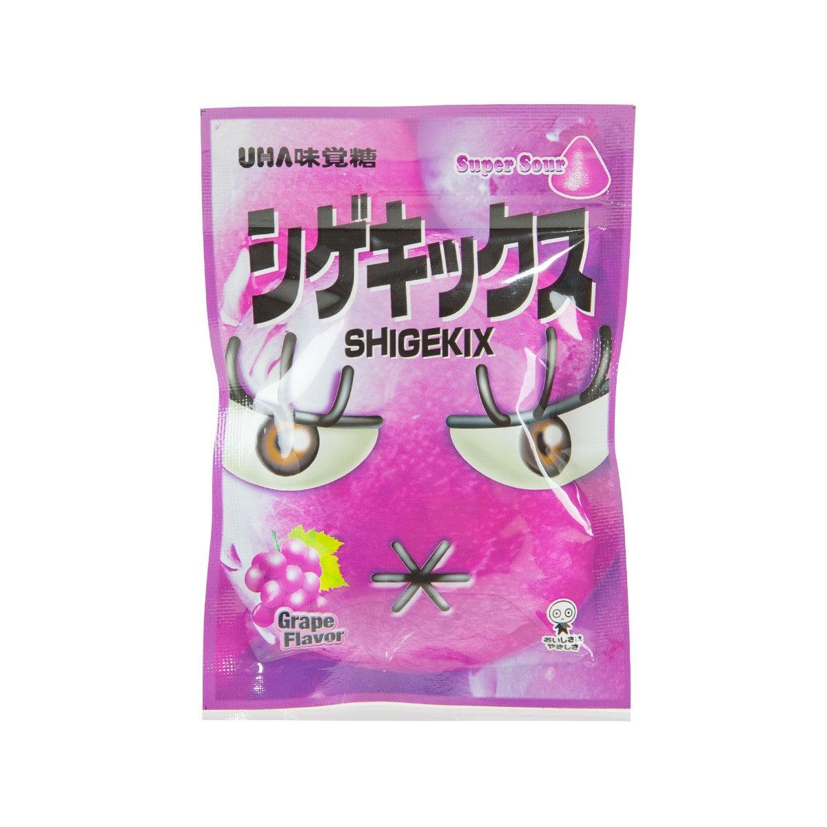 UHA Shigekix grape flavor gummy bag, 20g, purple pouch