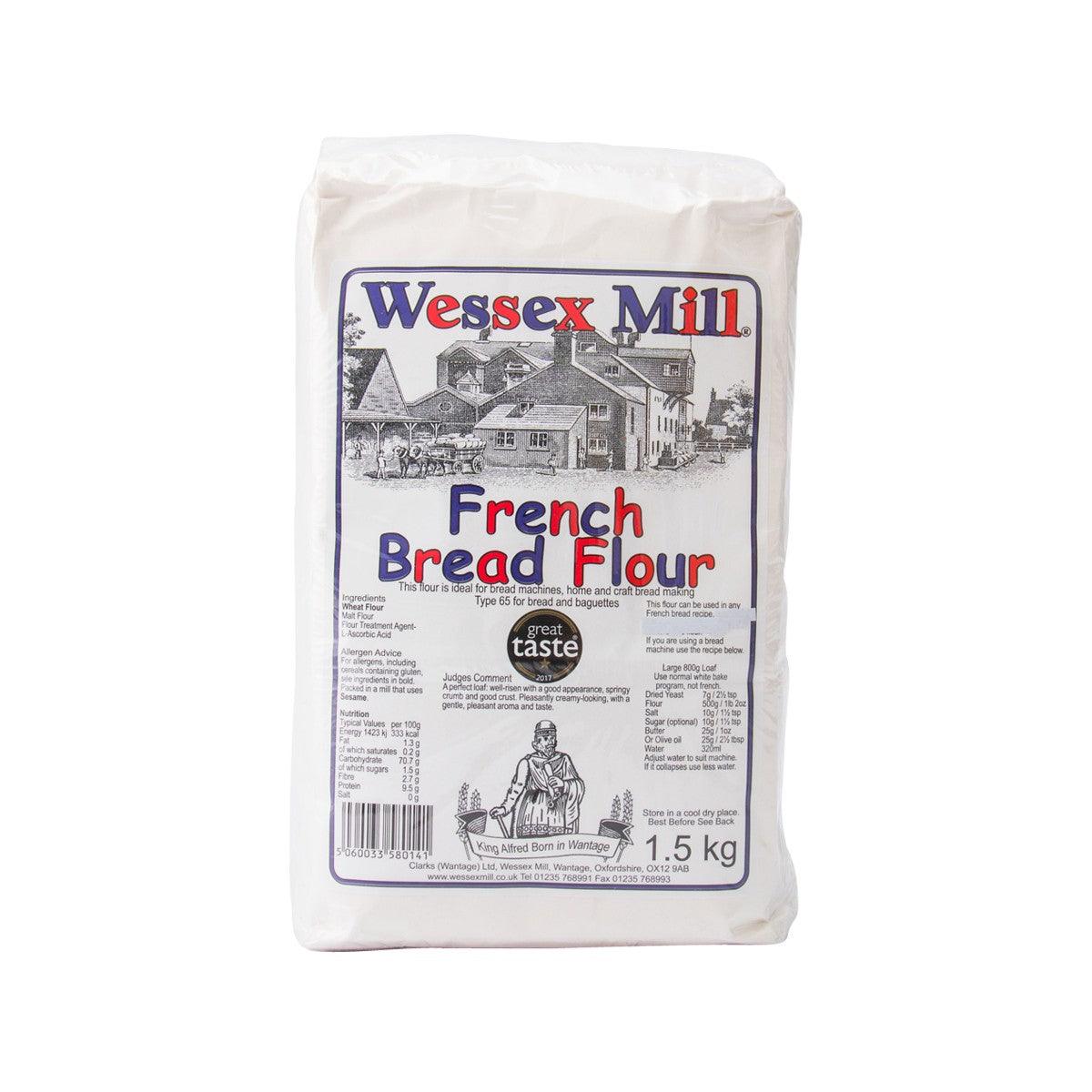 WESSEX MILL French bread flour mix 1.5kg bag, white paper sack with front label