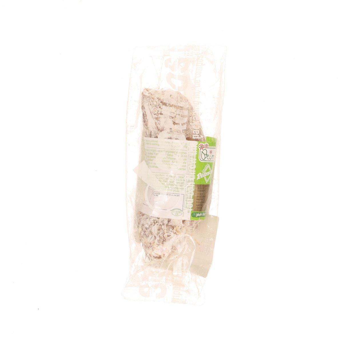 Vacuum-sealed organic cacciatore salami D.O.P. in retail pack