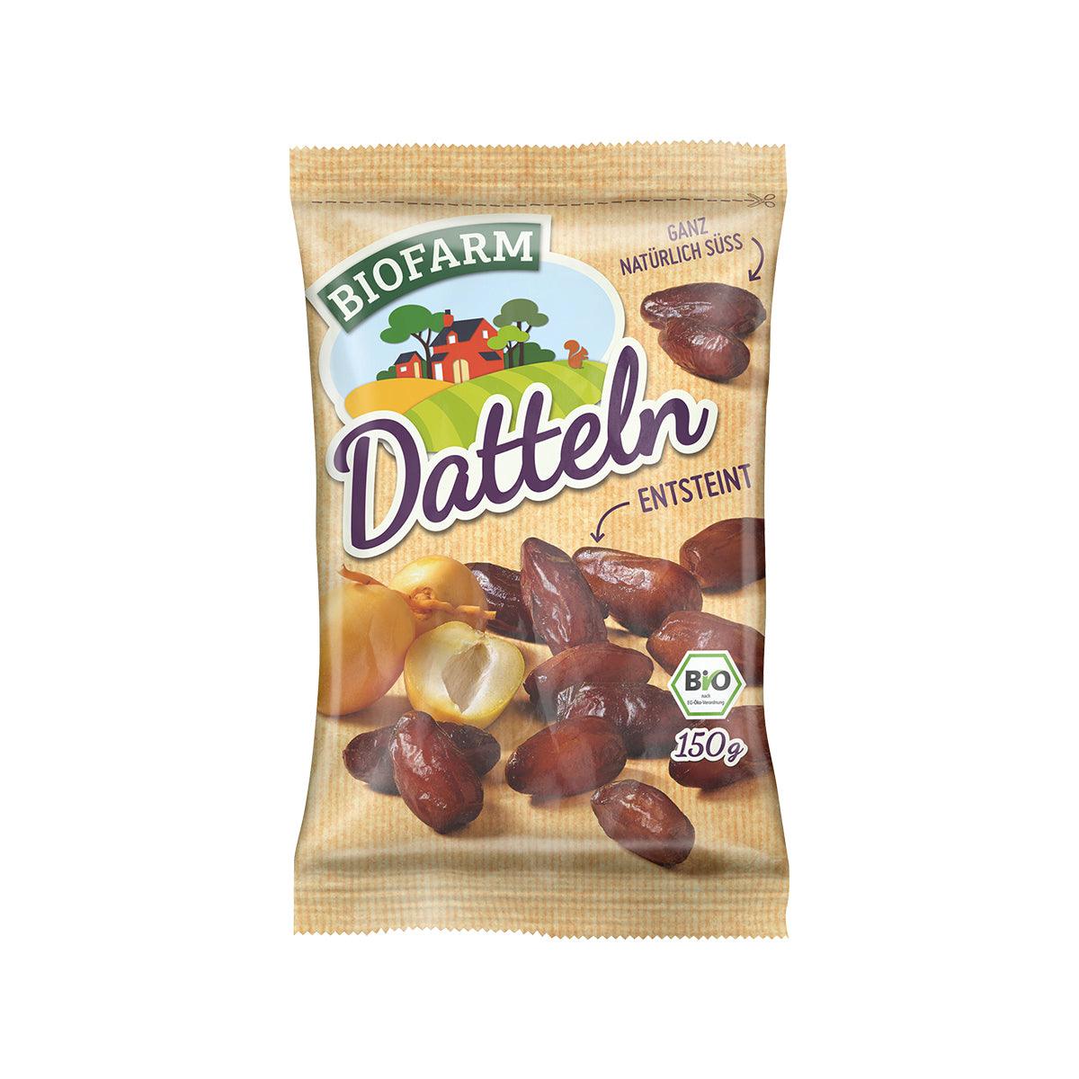 Bag of organic dates (150g) with date fruit illustration on the package front