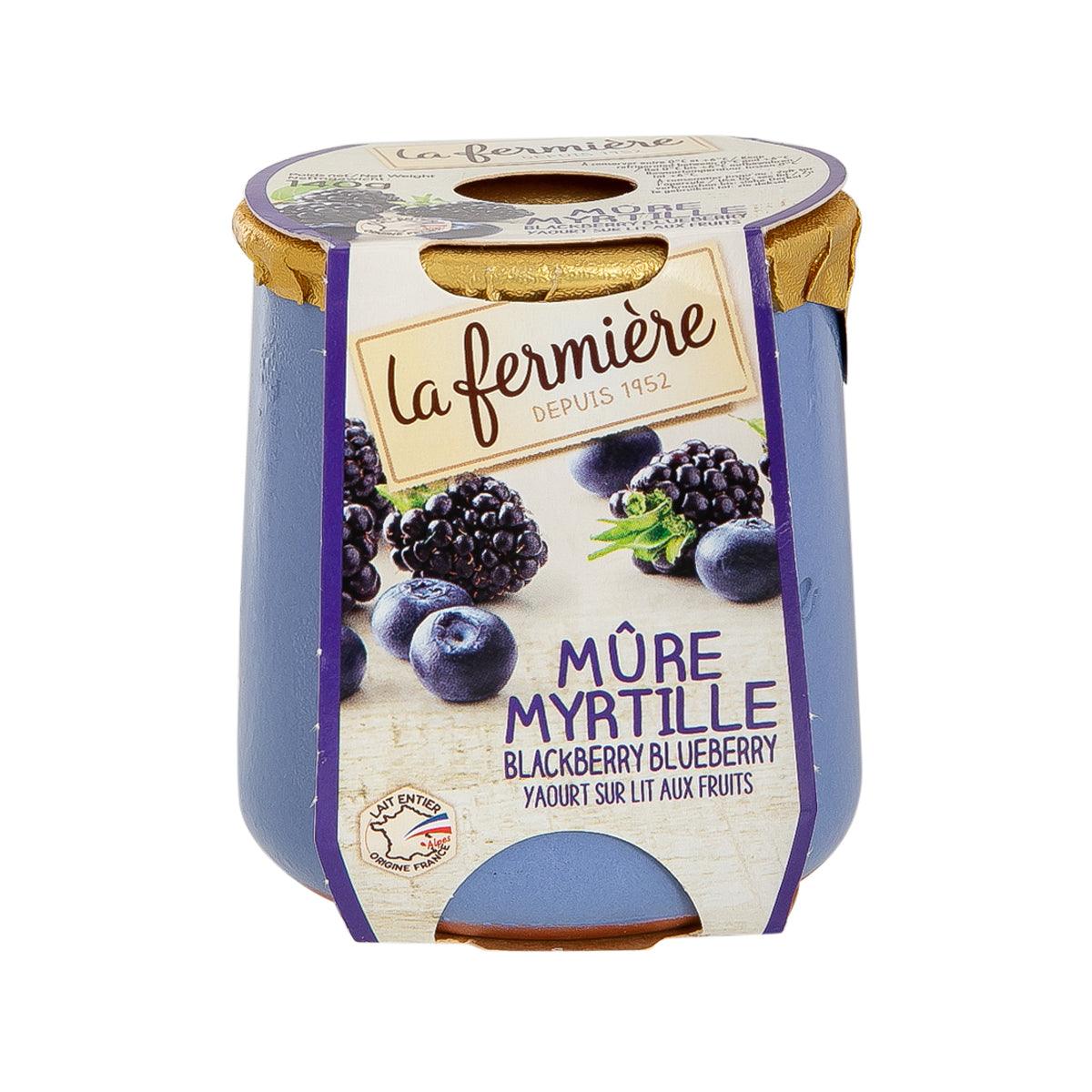 La Fermiere blackberry & blueberry yogurt cup, purple label