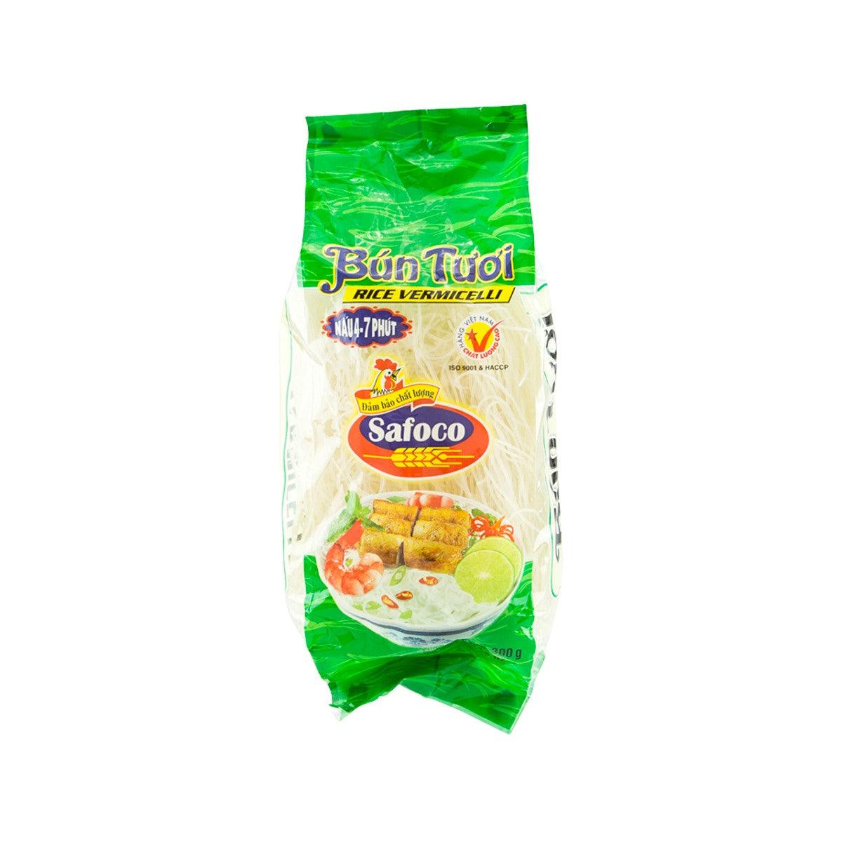 SAFOCO rice vermicelli noodle package, green and white front view