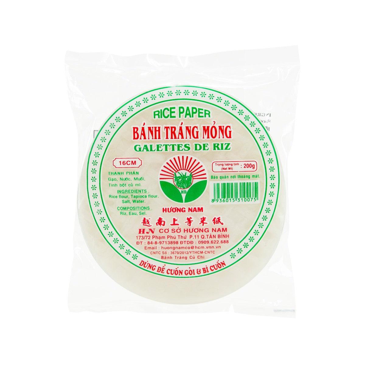 Thin round rice paper sheets, 16cm, 200g pack in plastic bag