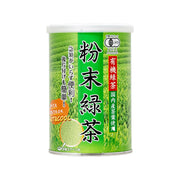 Organic green tea powder in green cylindrical can, 100 g