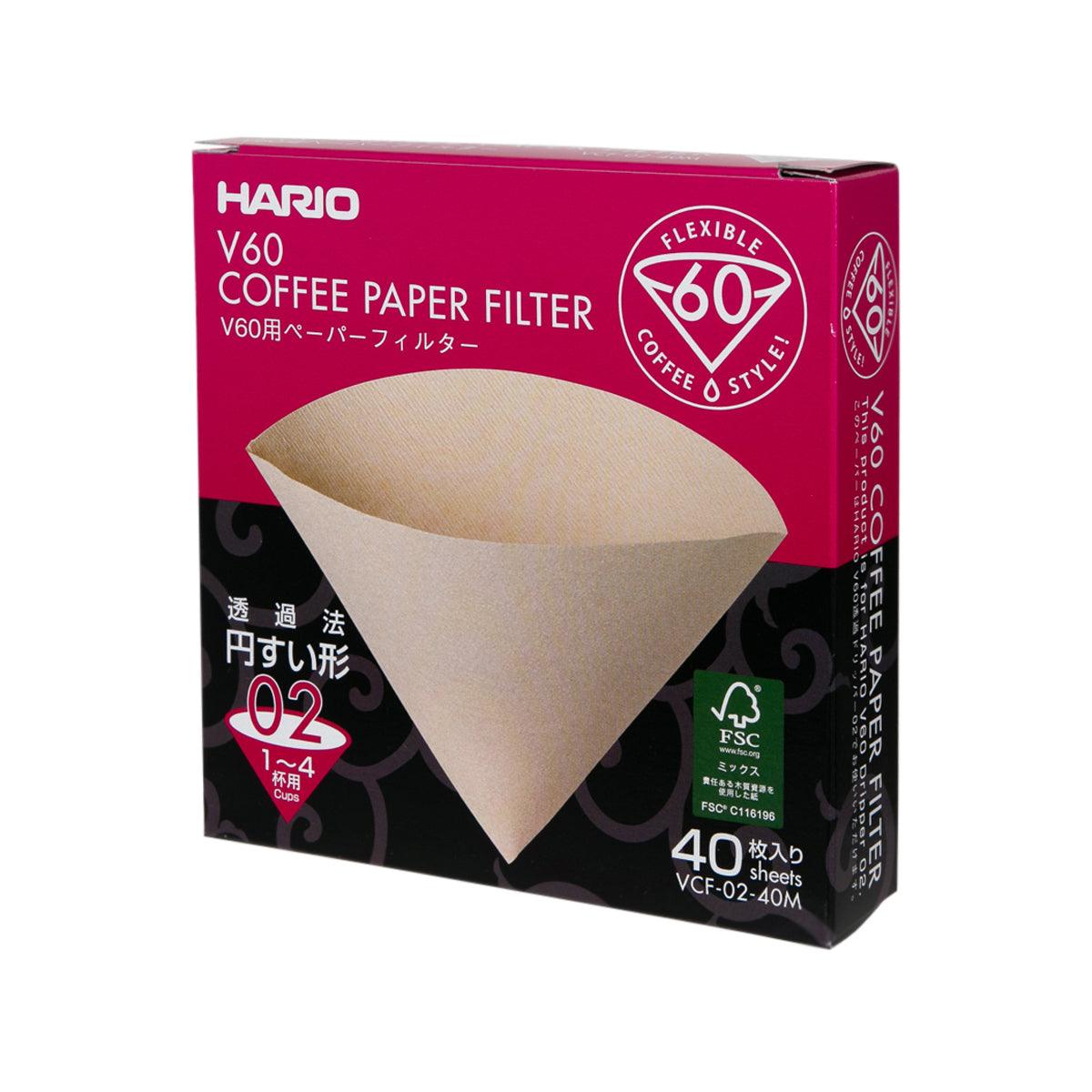 Coffee paper filter box, flexible V60 02, 40 paper sheets