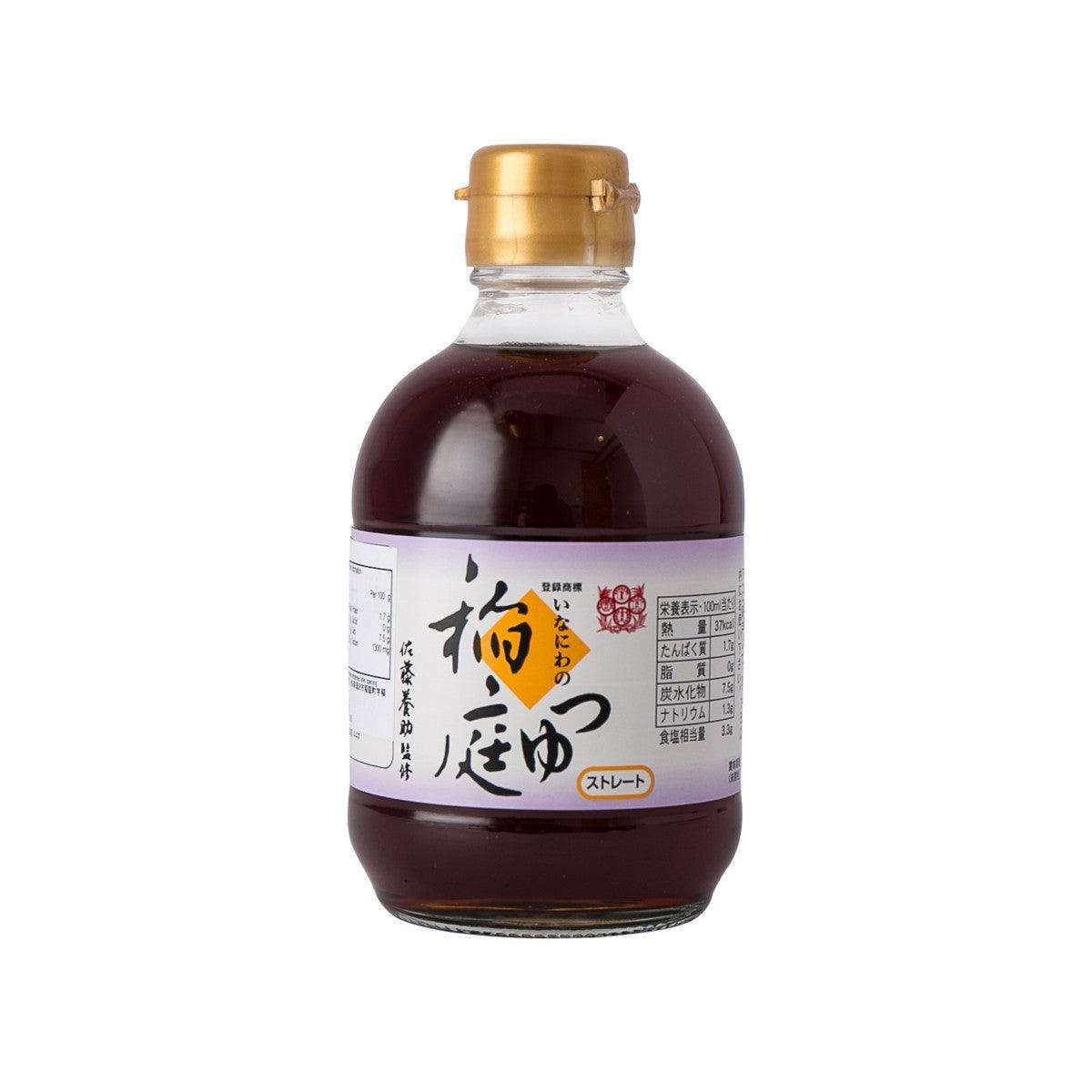 Soy sauce noodle sauce bottle, 300 mL, dark brown with gold cap and front label