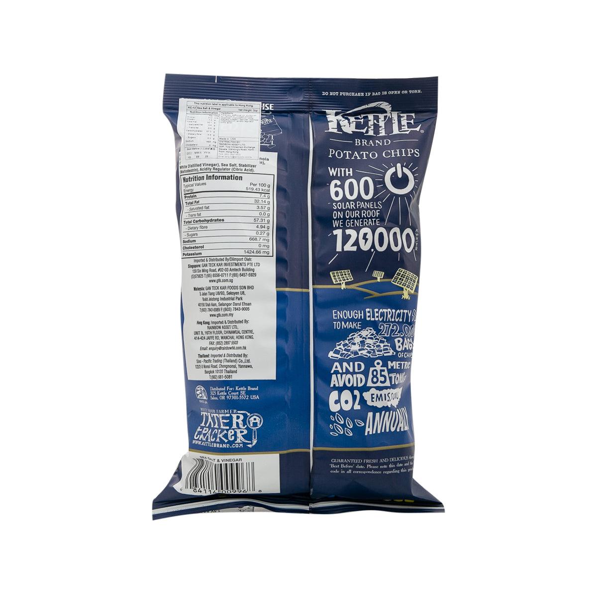 KETTLE potato chips bag back with nutrition panel