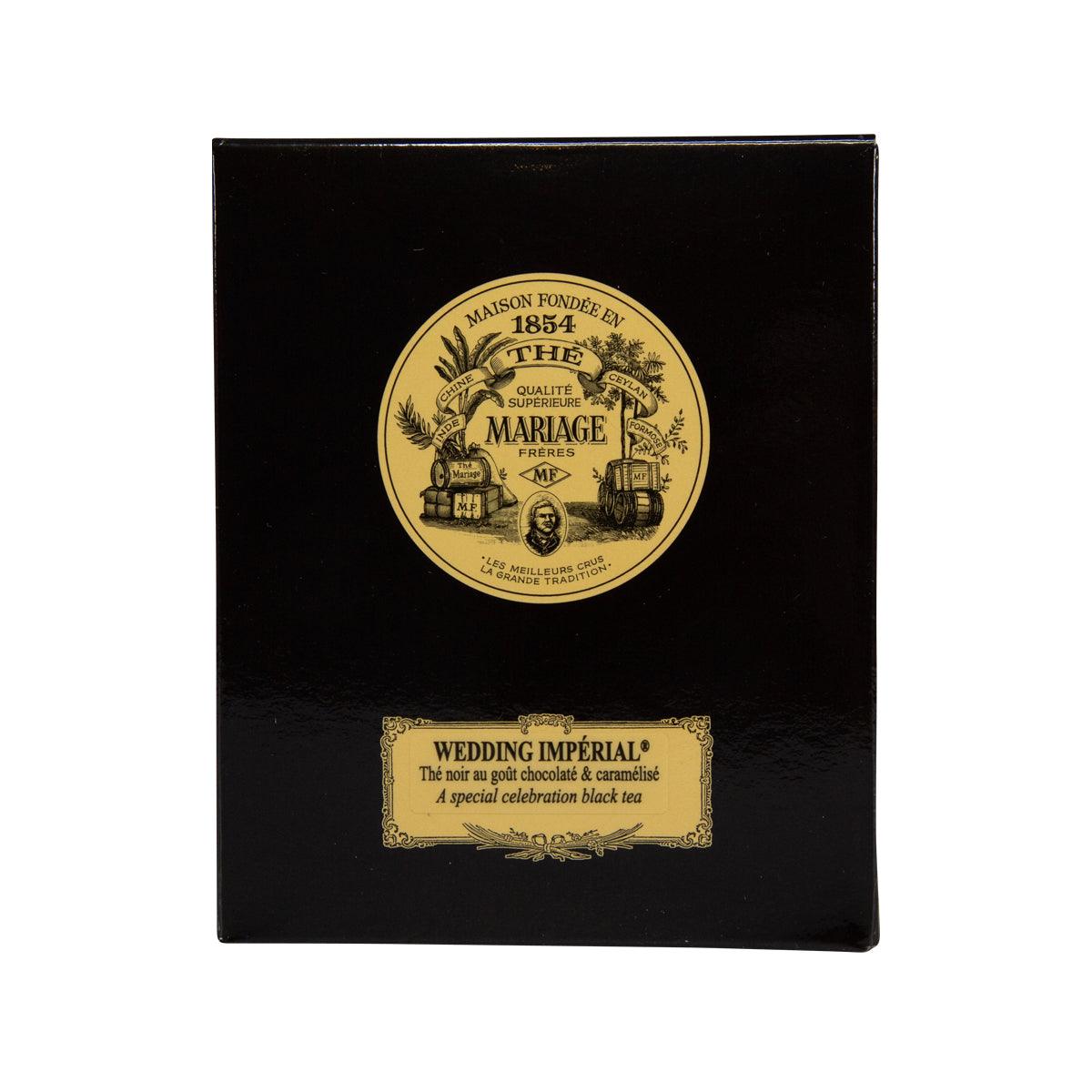 Black tea gift box with gold MARIAGE label and Wedding Imperial wording