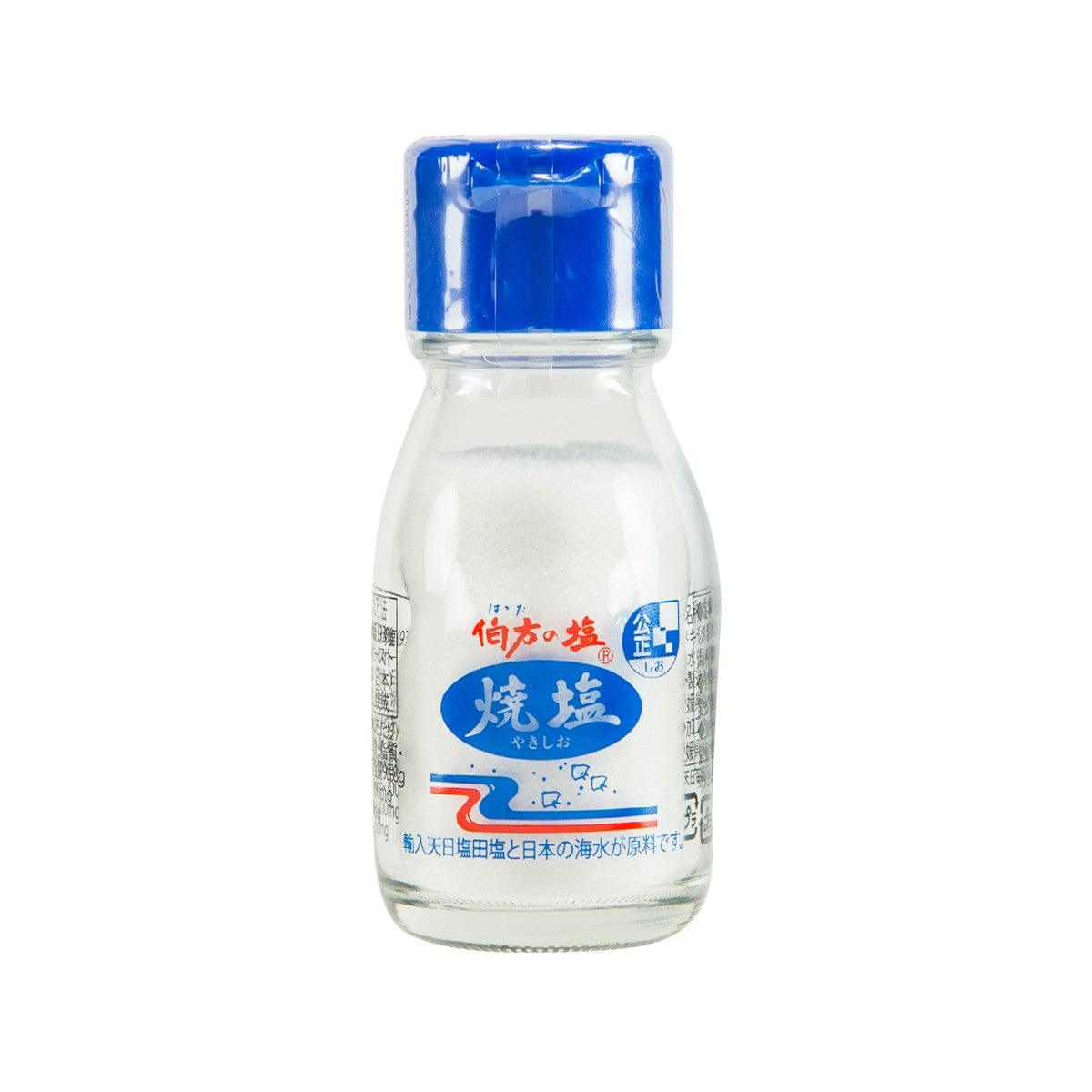 Roasted seasalt in small clear glass bottle with blue cap, 80 g