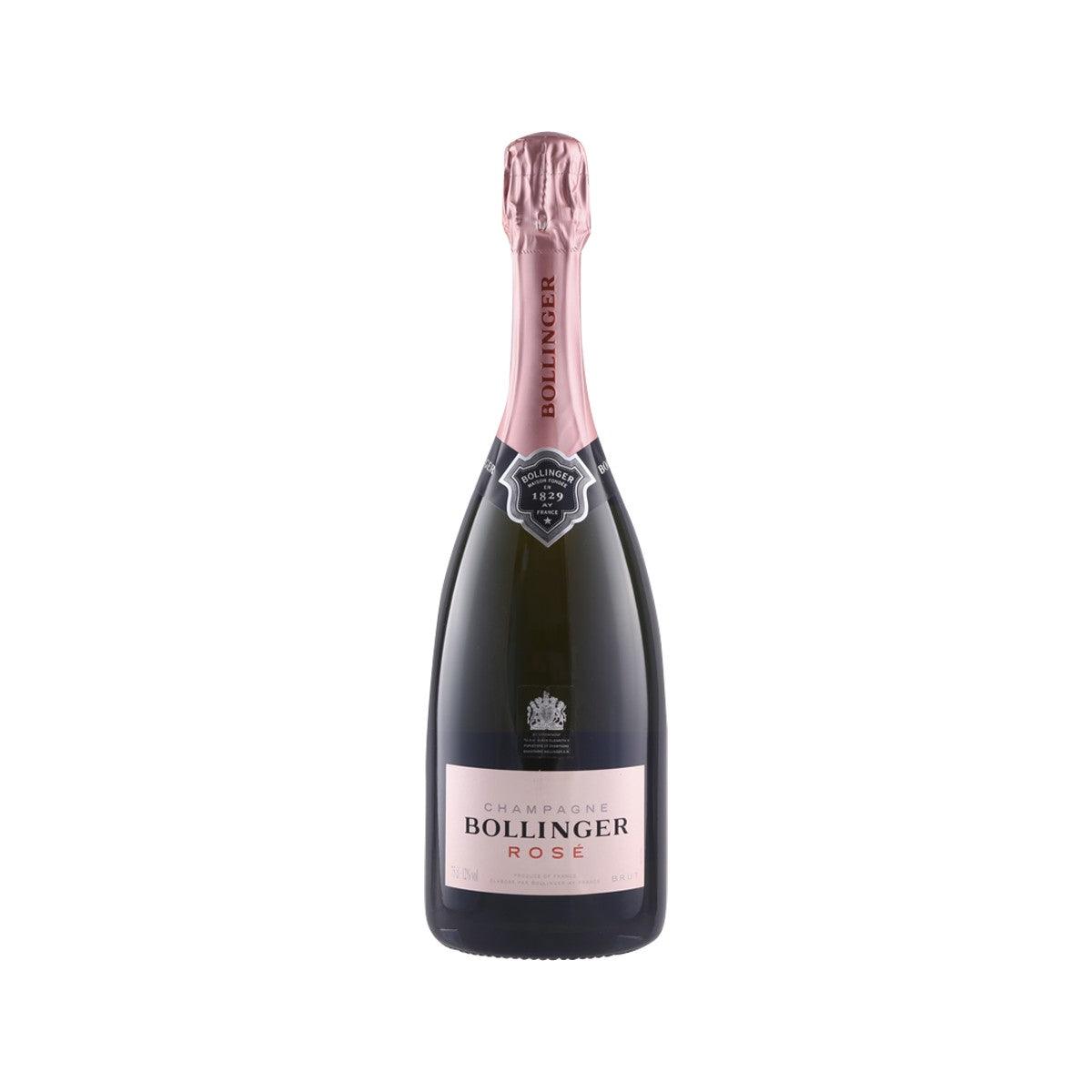 BOLLINGER Rose NV champagne bottle with pink foil neck and front label