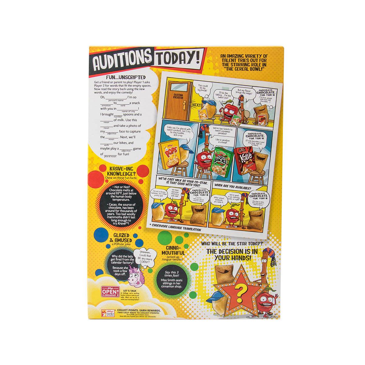 Kellogg's Corn Pops cereal box back panel with playful info and illustrations