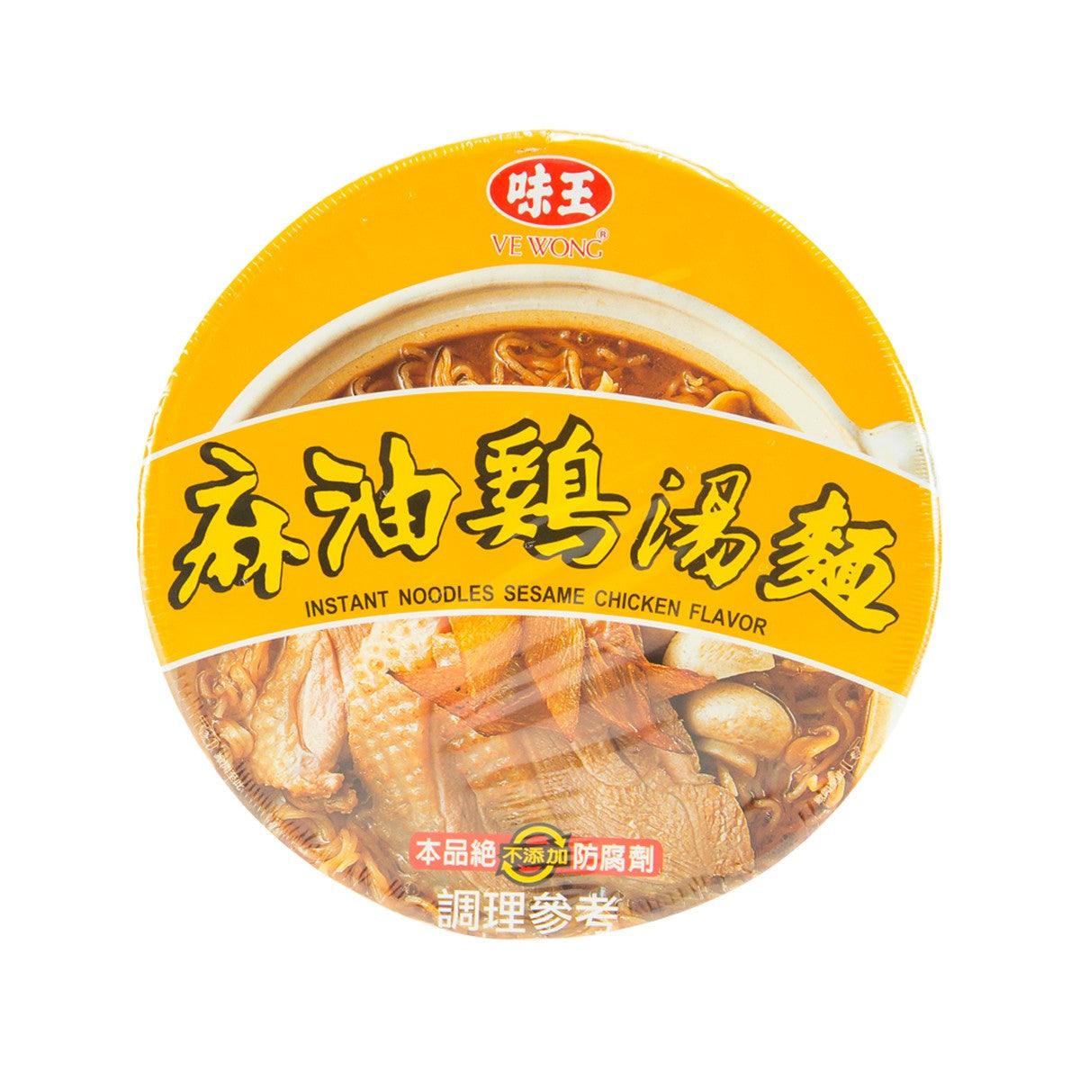 VE WONG instant noodle cup, yellow lid, sesame chicken flavor, 85g