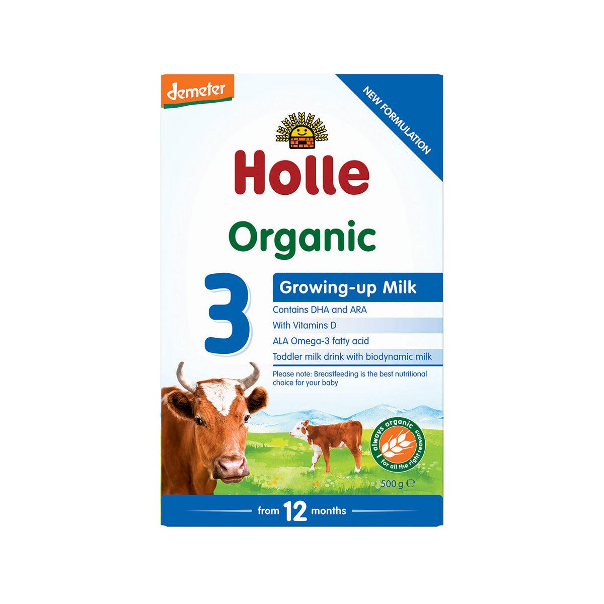 Holle Organic Growing-up Milk Formula 3 box, 12+ months, 500g
