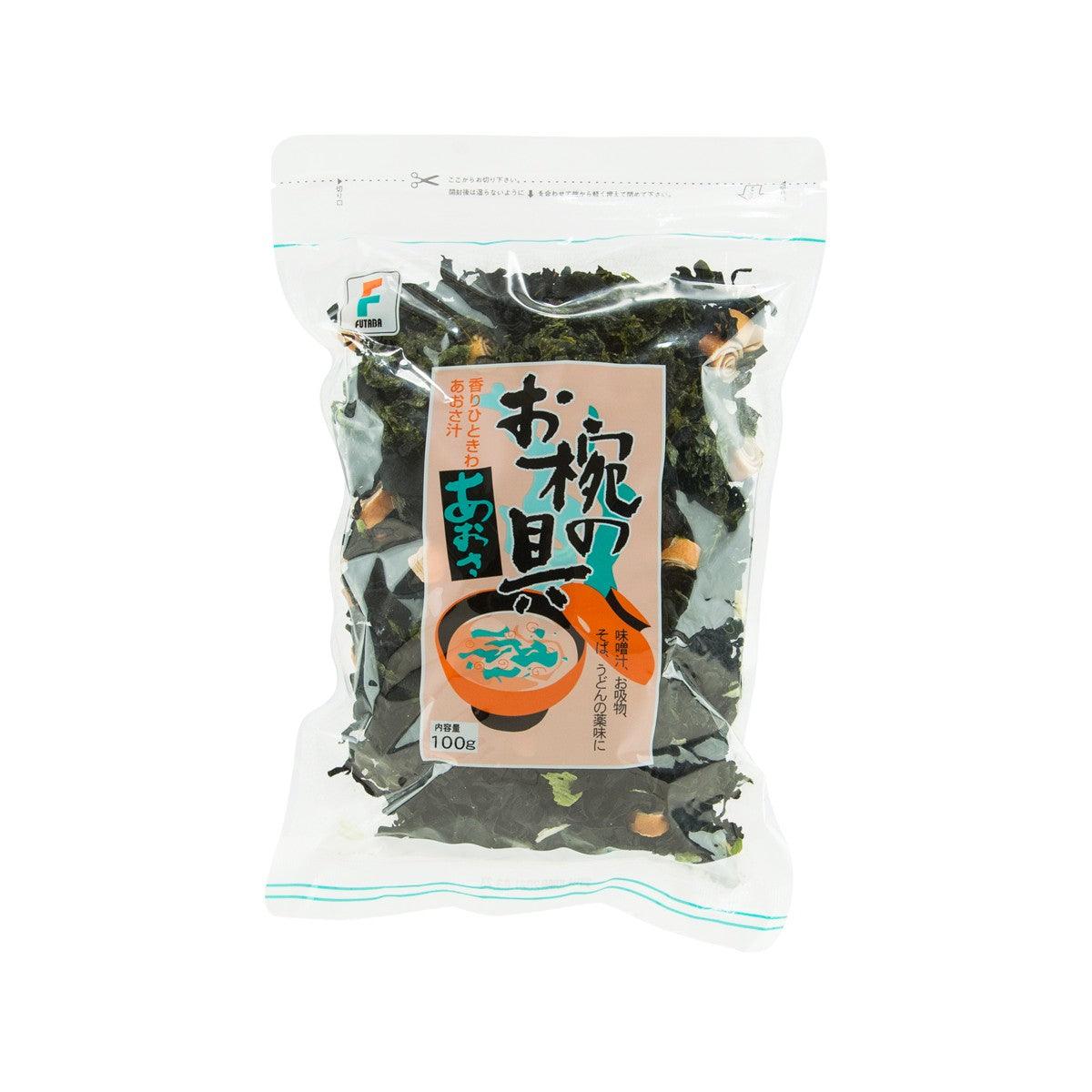 Dried seaweed for miso soup in sealed pouch, 100g, black flakes visible through plastic.