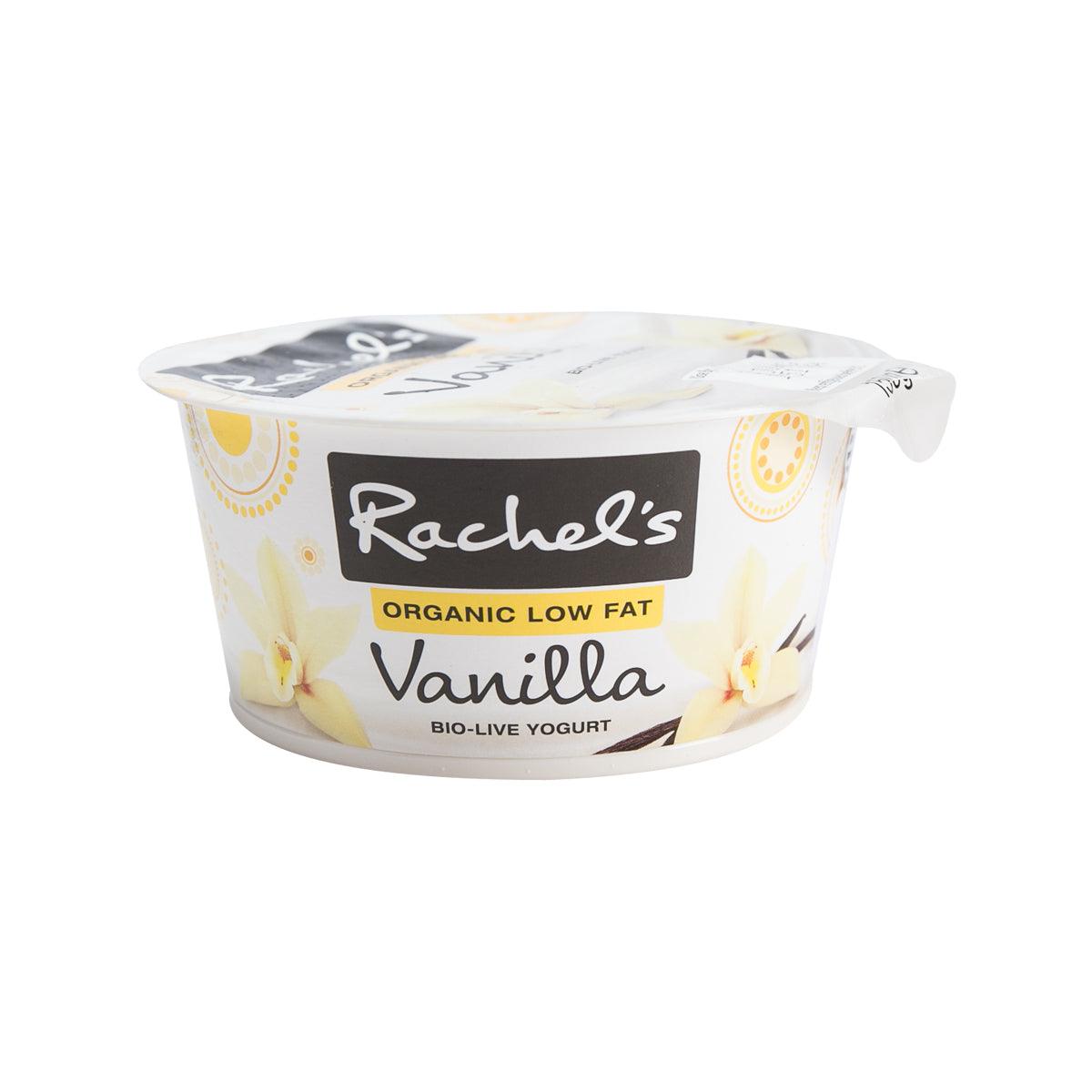 RACHEL'S organic low fat vanilla bio yogurt cup, sealed lid