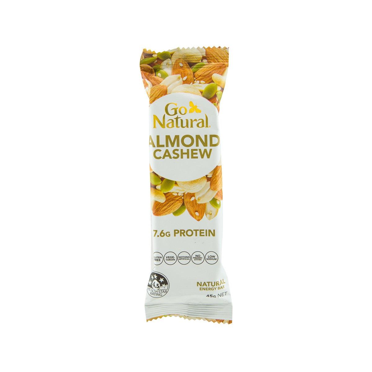 GO NATURAL gluten-free almond cashew bar, 45g, 7g protein single snack pack