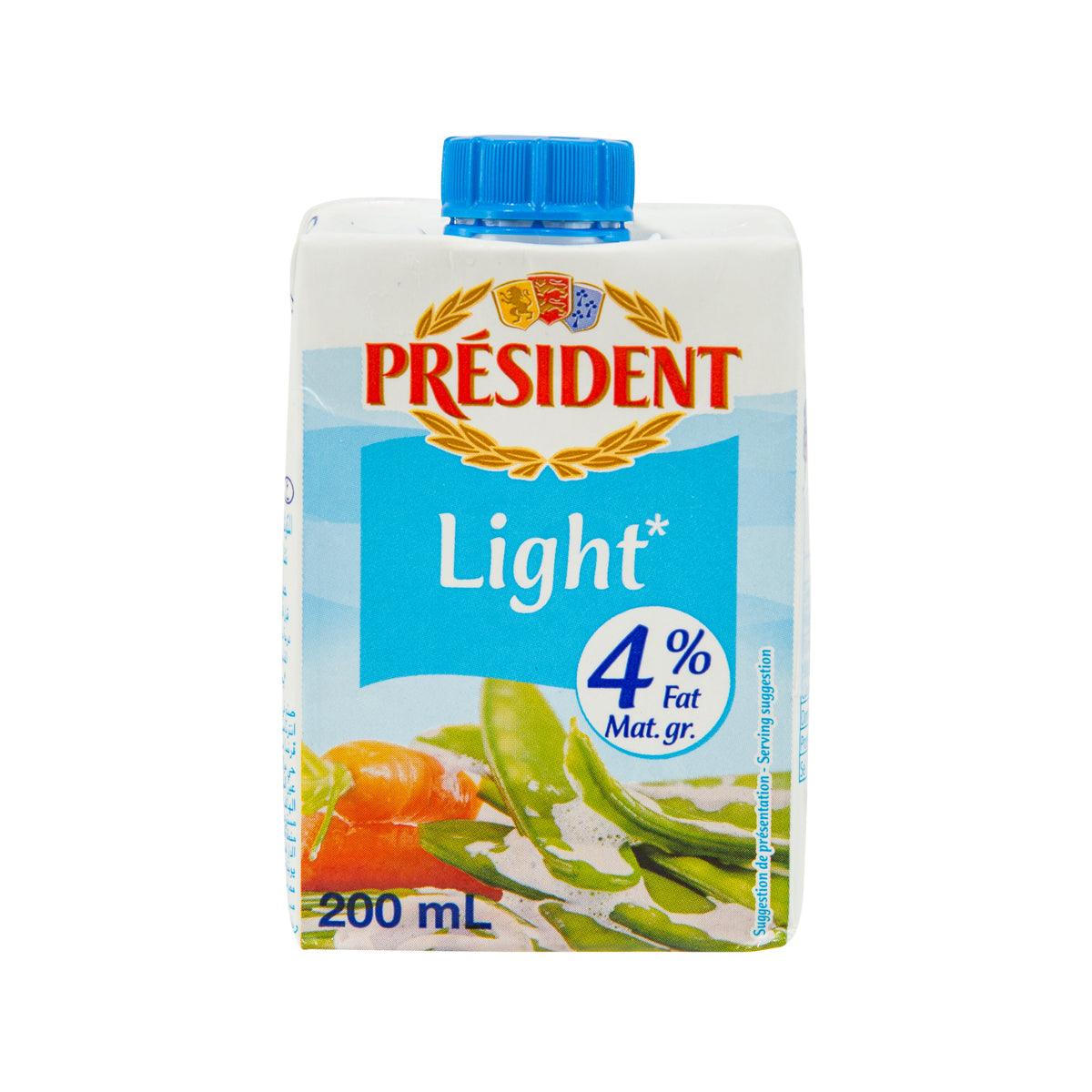 Milk carton, President Light 4% fat, 200 mL, front panel with vegetables
