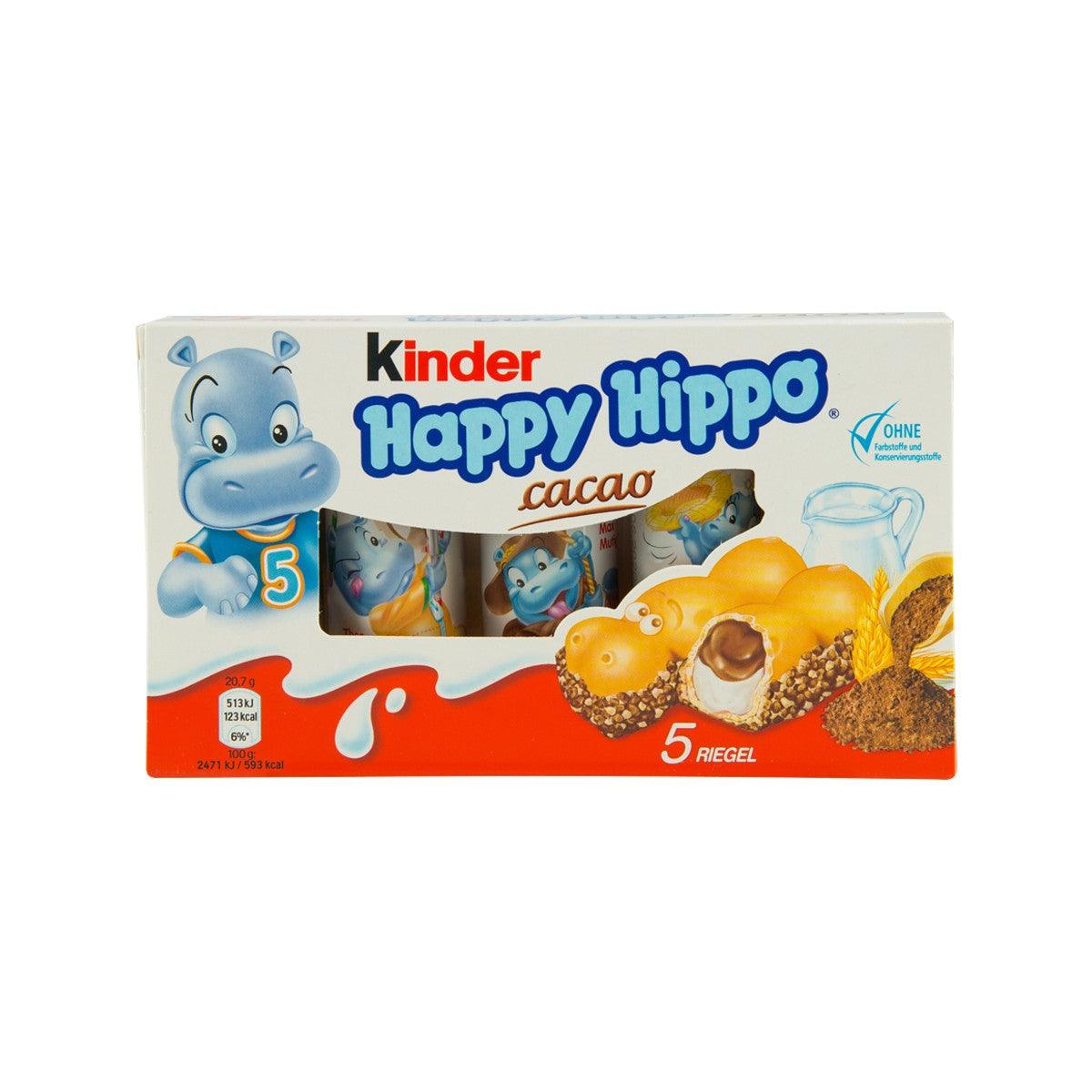 Kinder Happy Hippo cacao wafer multipack box, 5 pieces, front view