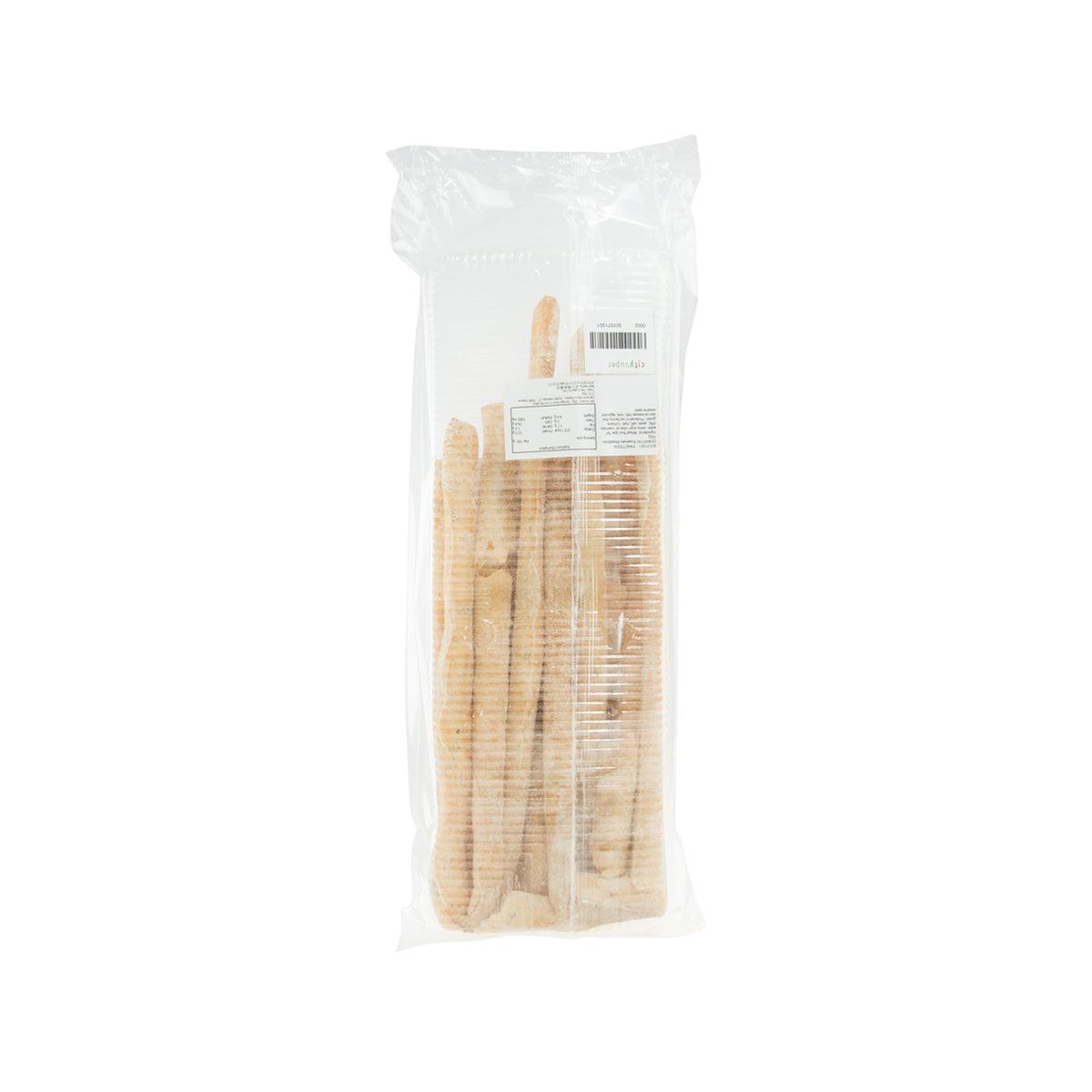 Rosemary breadsticks, back view of bag with barcode and nutrition label
