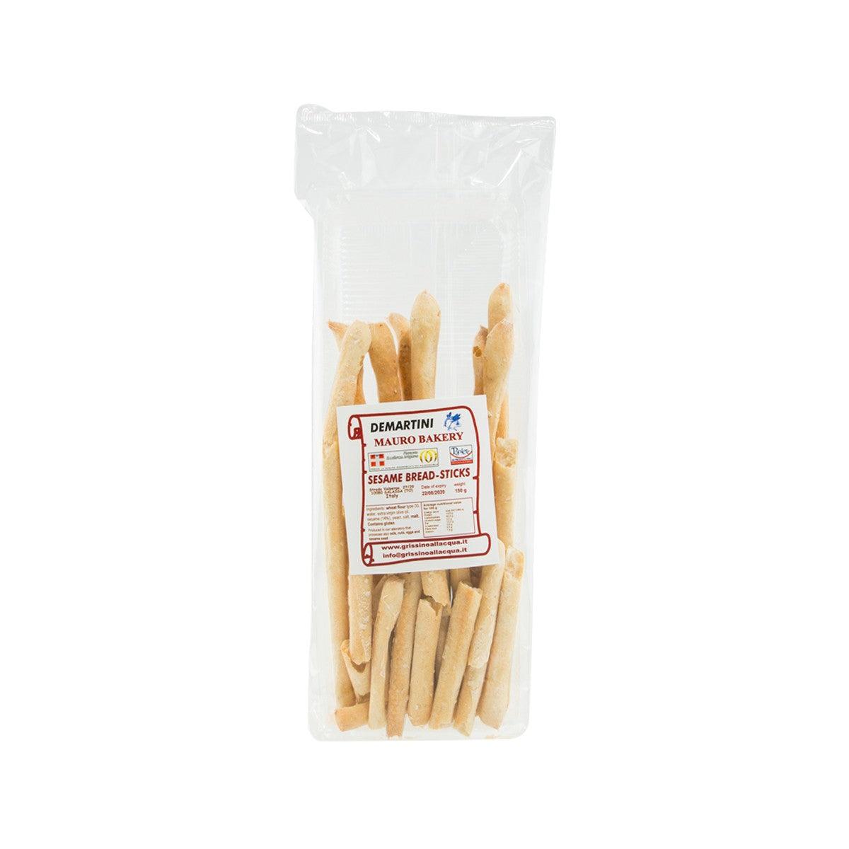 Sesame breadsticks in clear plastic bag, Demartini label, 150g