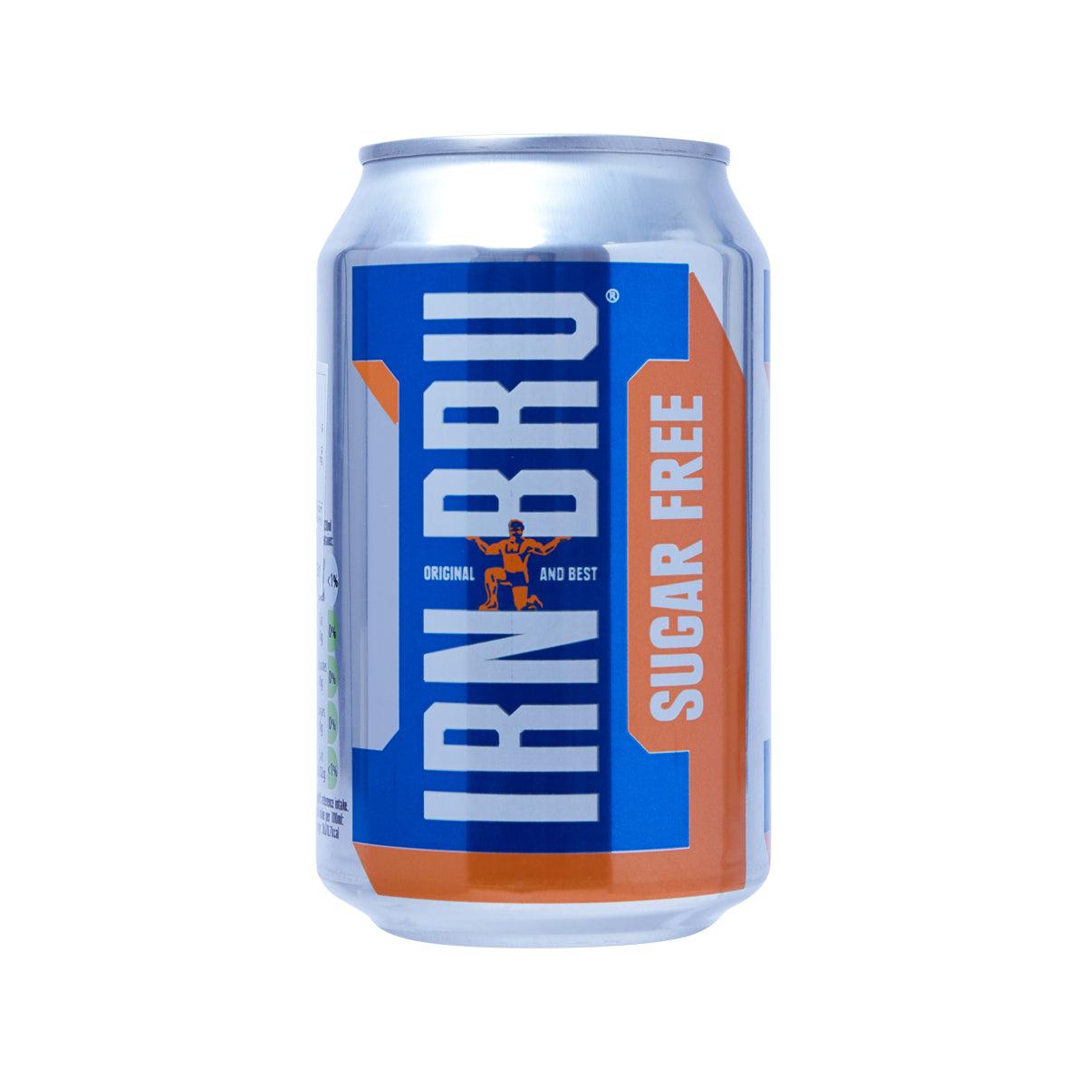 Low calorie sparkling soft drink can, Irn-Bru label, 330 mL
