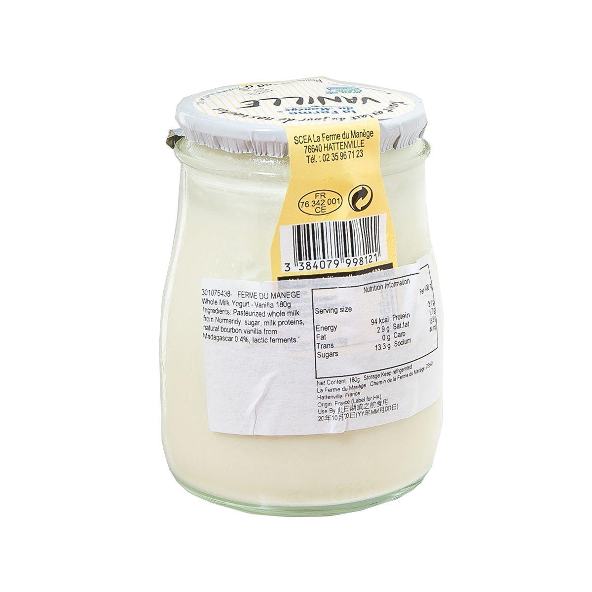 FERME DU MANEGE whole milk vanilla yogurt in glass jar