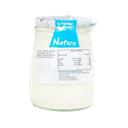 Plain whole milk yogurt jar with blue front label