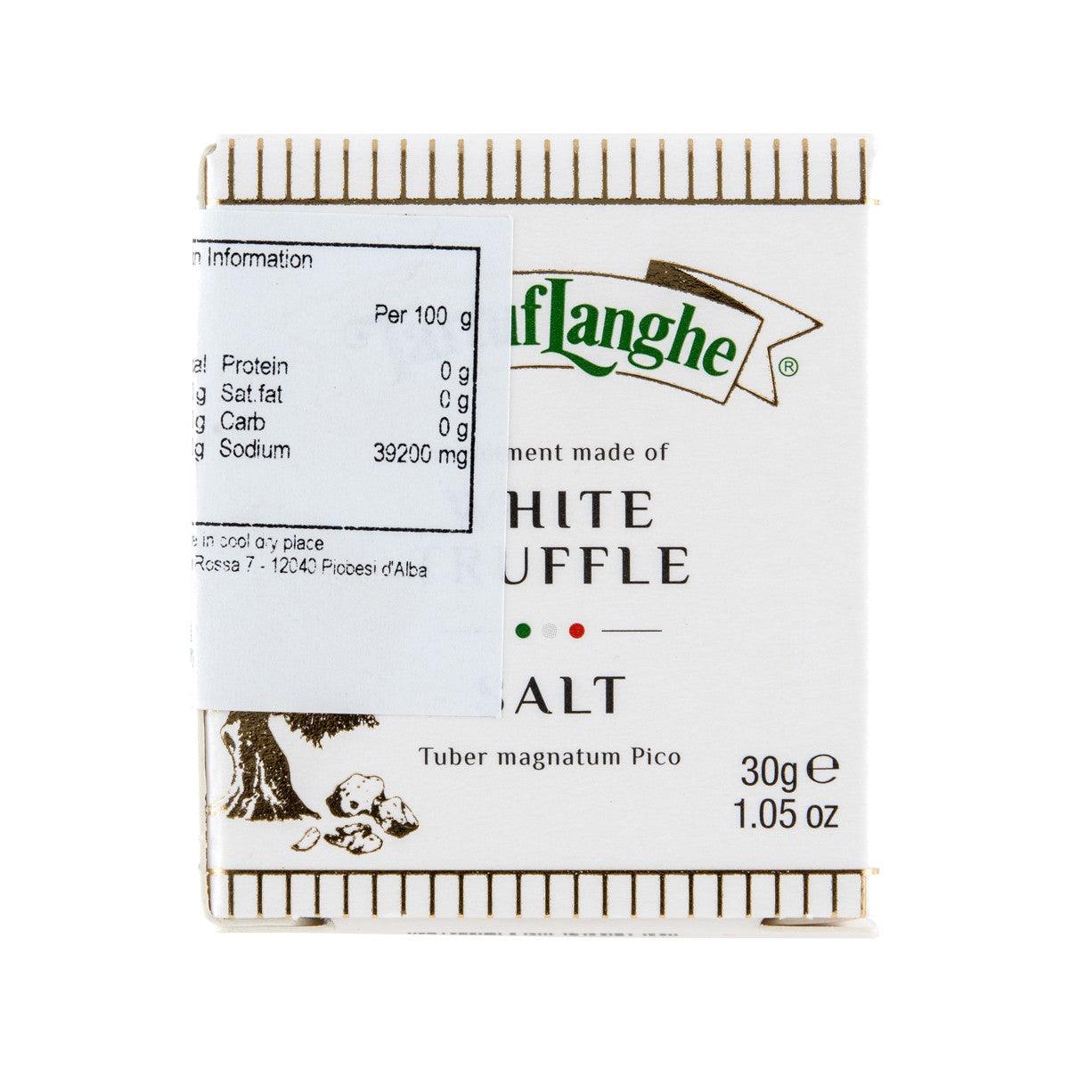 Truffle salt with white truffle box, nutrition info panel, 30 g