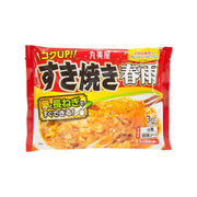 Vermicelli with sukiyaki sauce packet in red pouch with Japanese text
