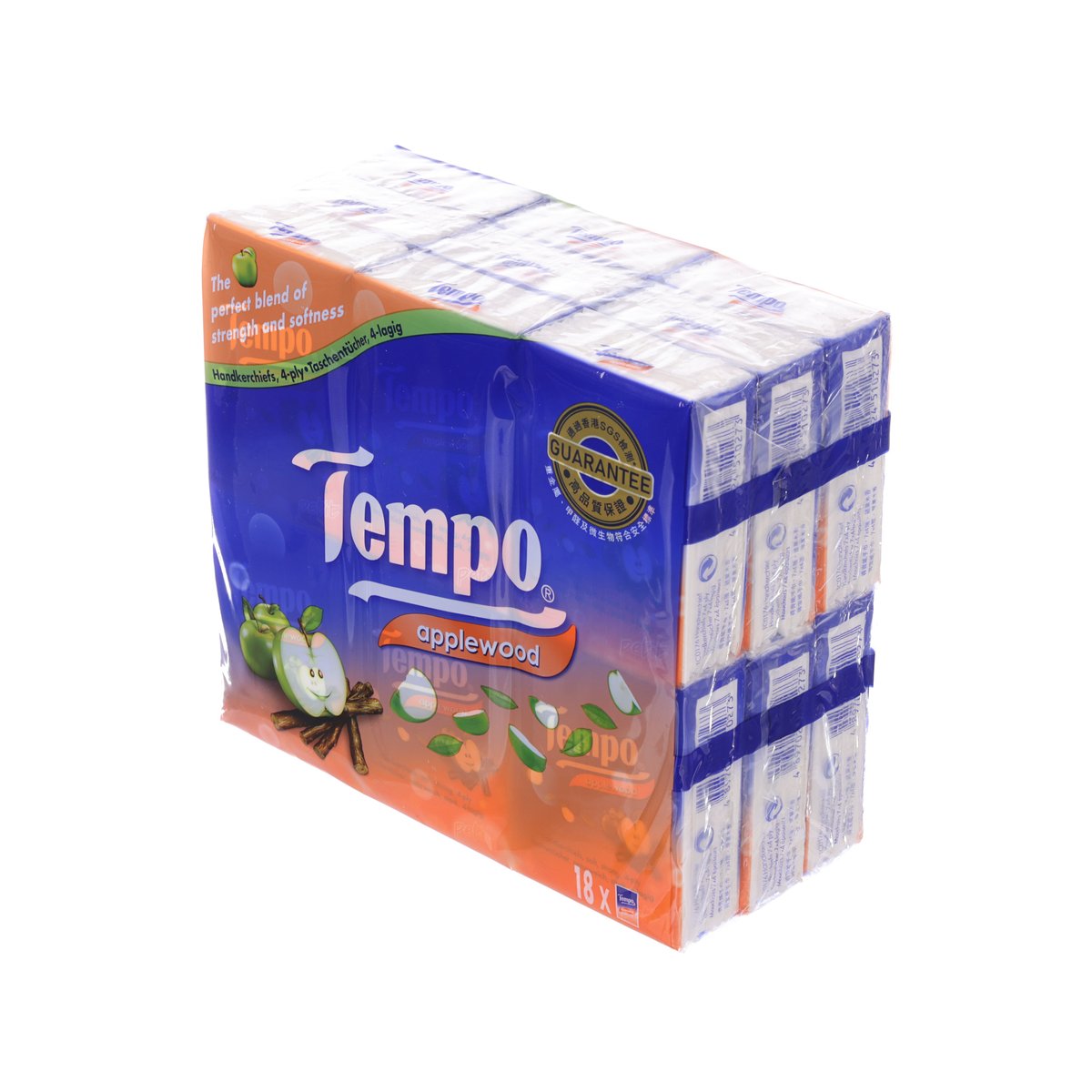 Tempo applewood tissues, 18-count box with side view