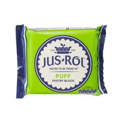 JUS-ROL puff pastry block, green foil package with blue logo seal
