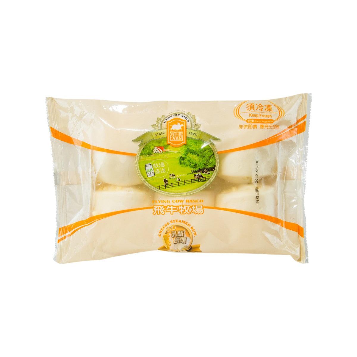 Sealed pouch of cheese steamed buns with cream buns, green and orange branding