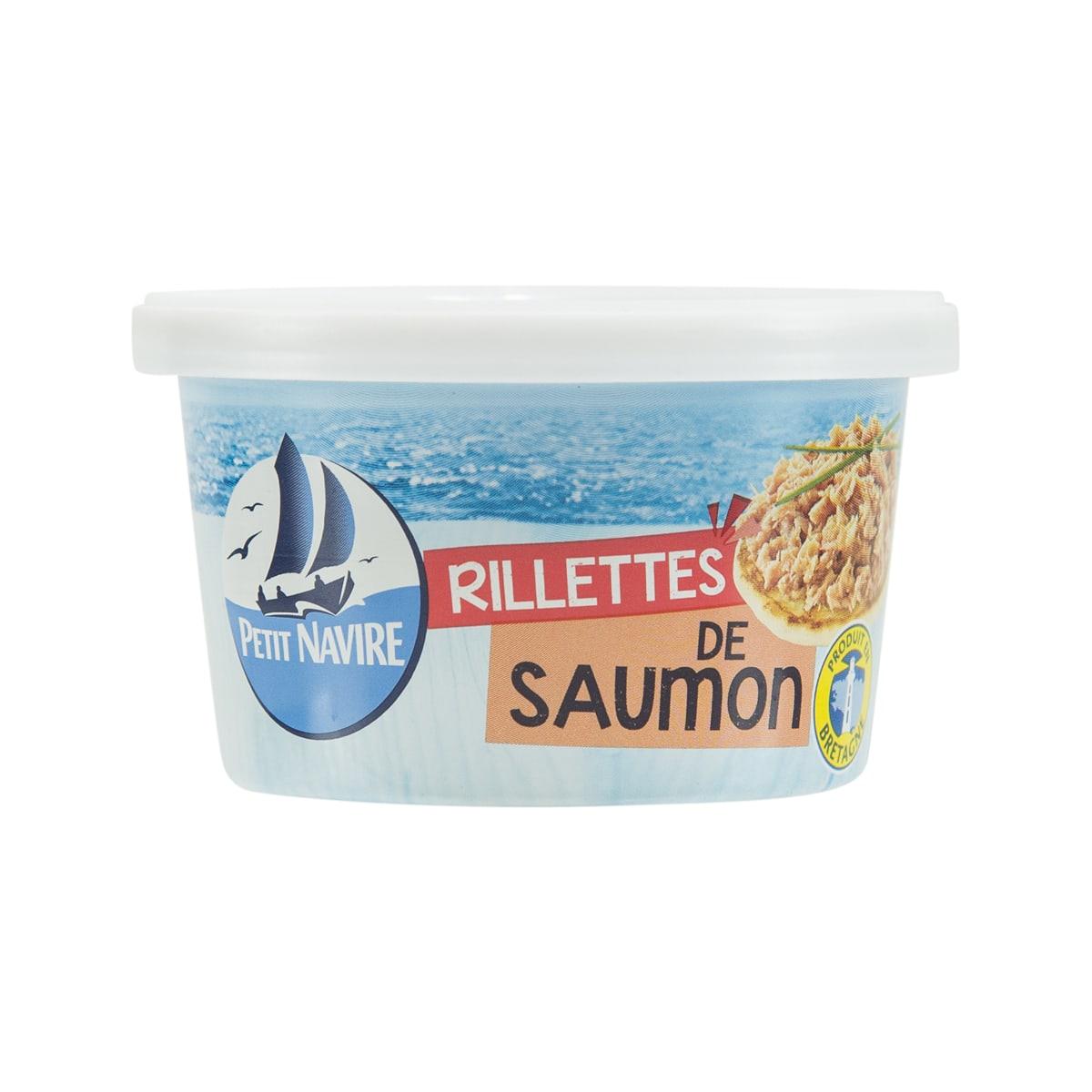 PETIT NAVIRE salmon rillettes tub with blue label, 125 g