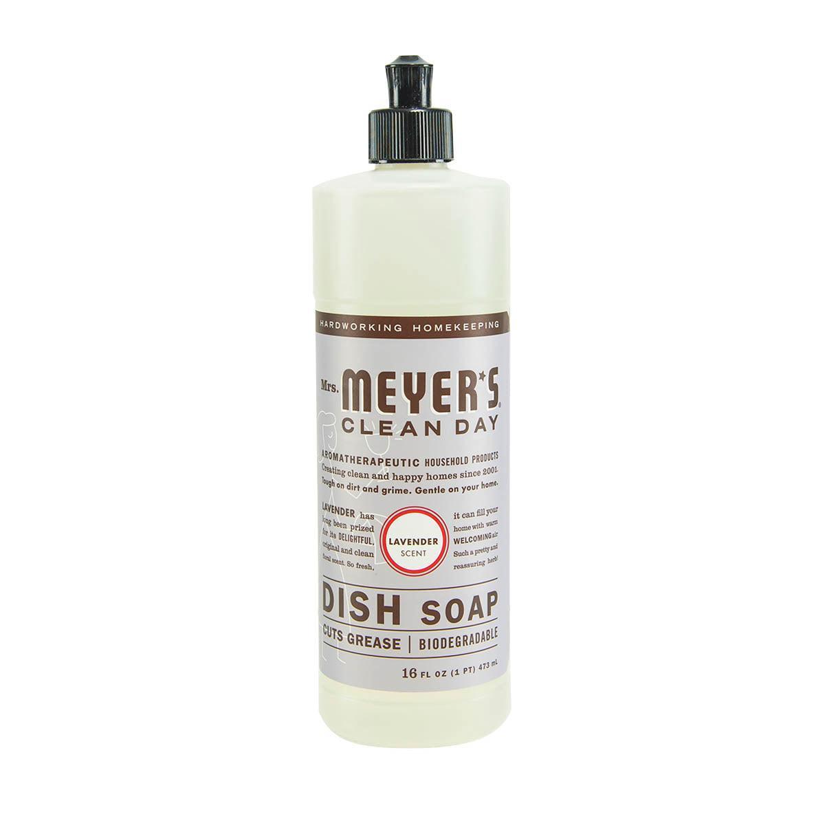 MRS. MEYER'S Clean Day dish soap bottle with lavender liquid, 16 fl oz