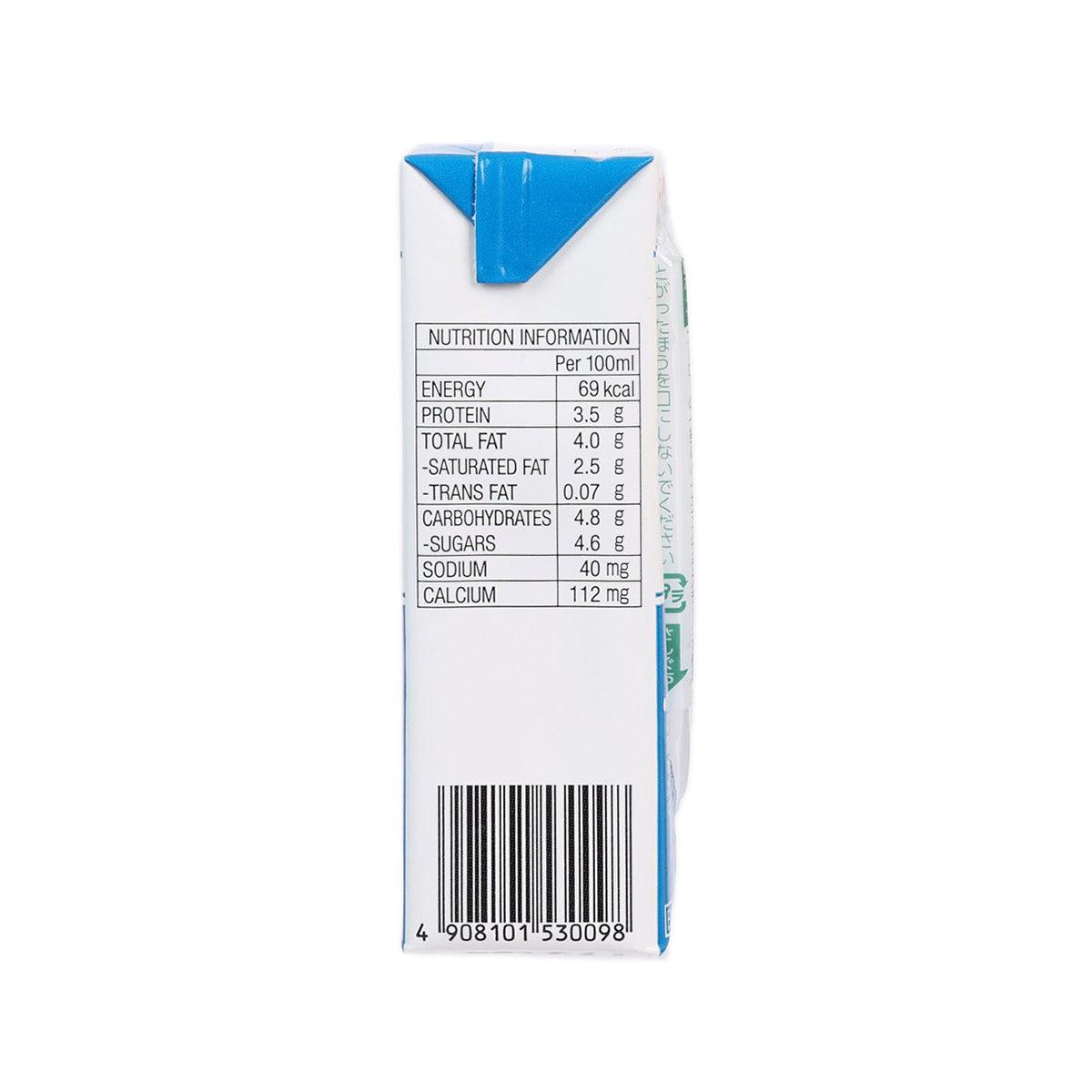 Milk carton back with nutrition information and barcode, 200 mL