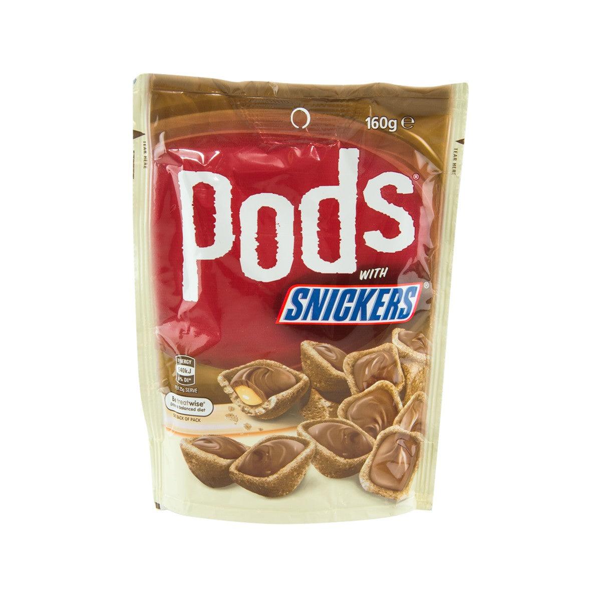 PODS SNICKERS wafer biscuit pouch, 160 g, red and brown packaging bag
