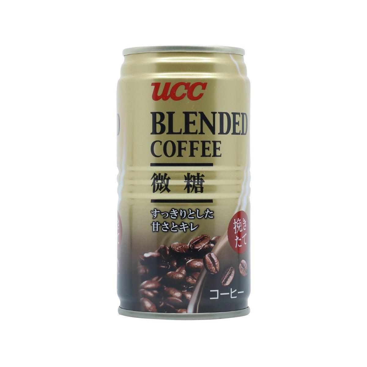 UCC blended coffee drink can, low sugar, 185g, front label with coffee beans