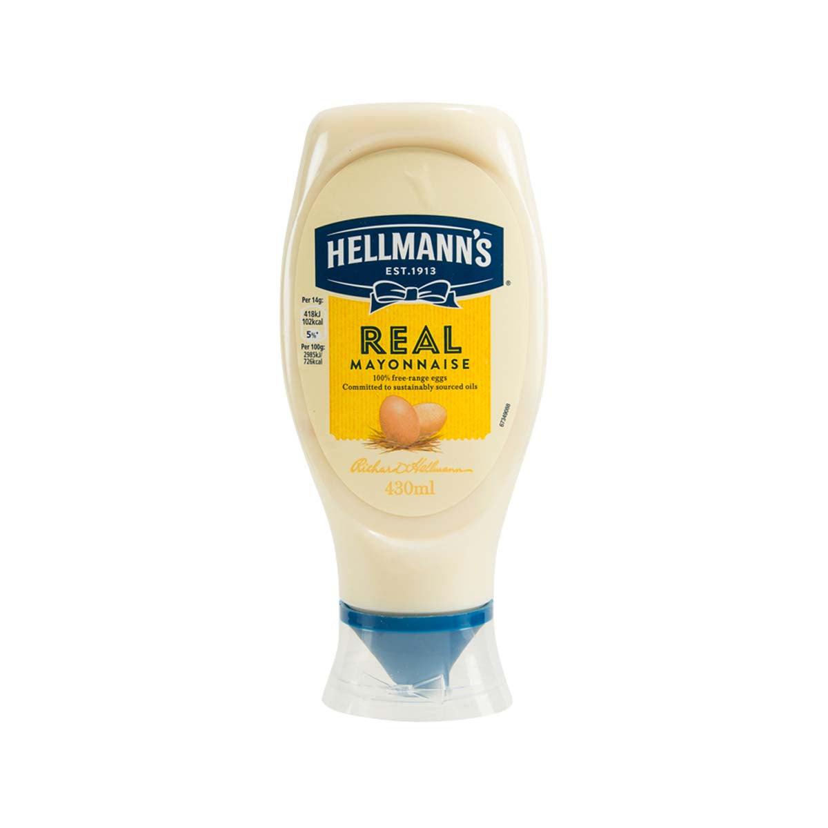 HELLMANN'S Real Mayonnaise squeeze bottle, 430 mL, front label