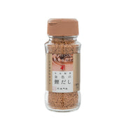 NINBEN dried bonito soup stock granules bottle with front label and dark brown flakes