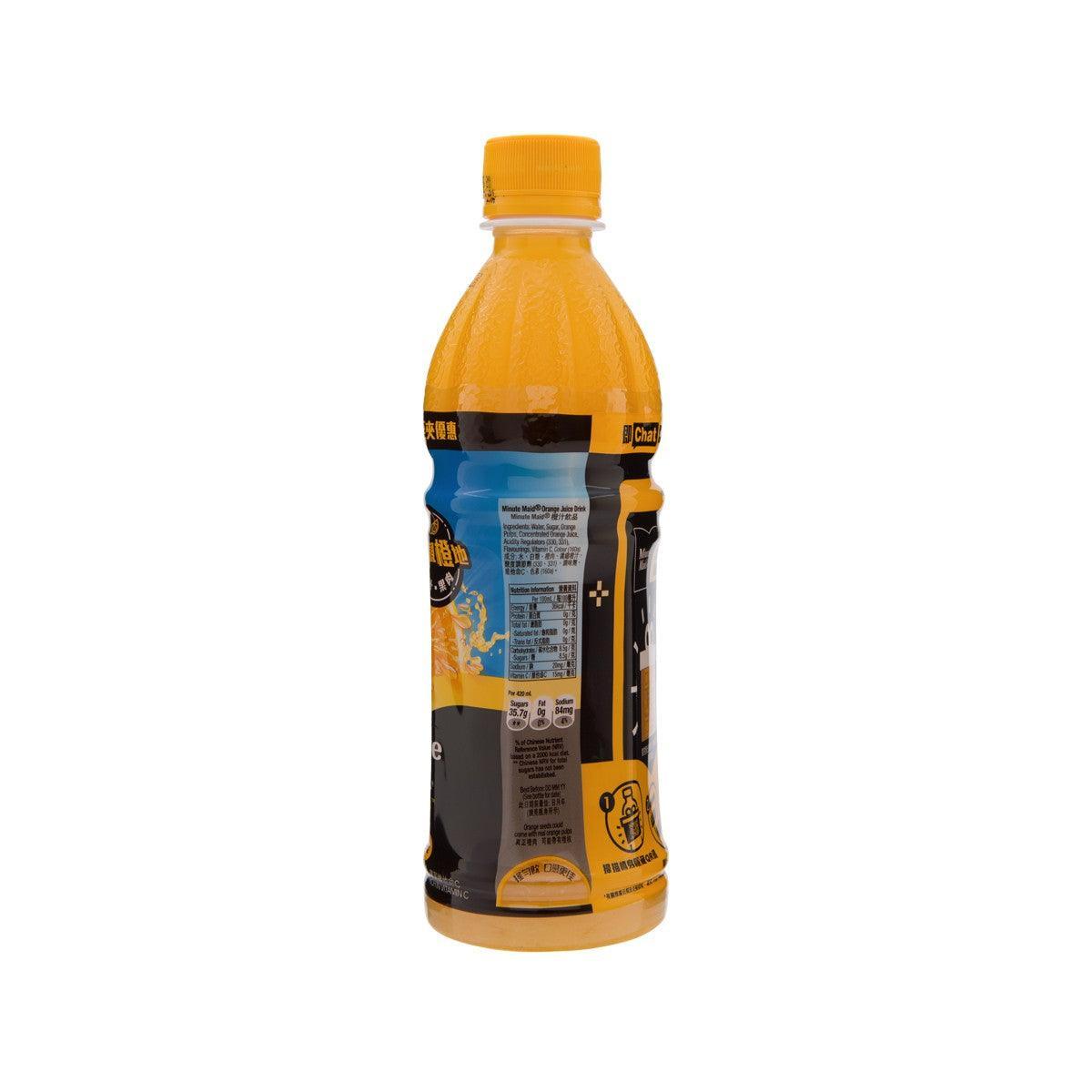 Minute Maid orange juice drink PET bottle, 420 mL, back label details