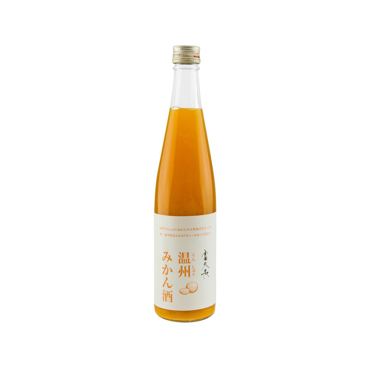 FUKUCHO Unshu mikan liqueur bottle, amber 500 mL glass with cork cap