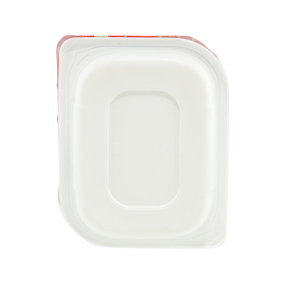 Instant rice container lid, square white plastic with raised center panel