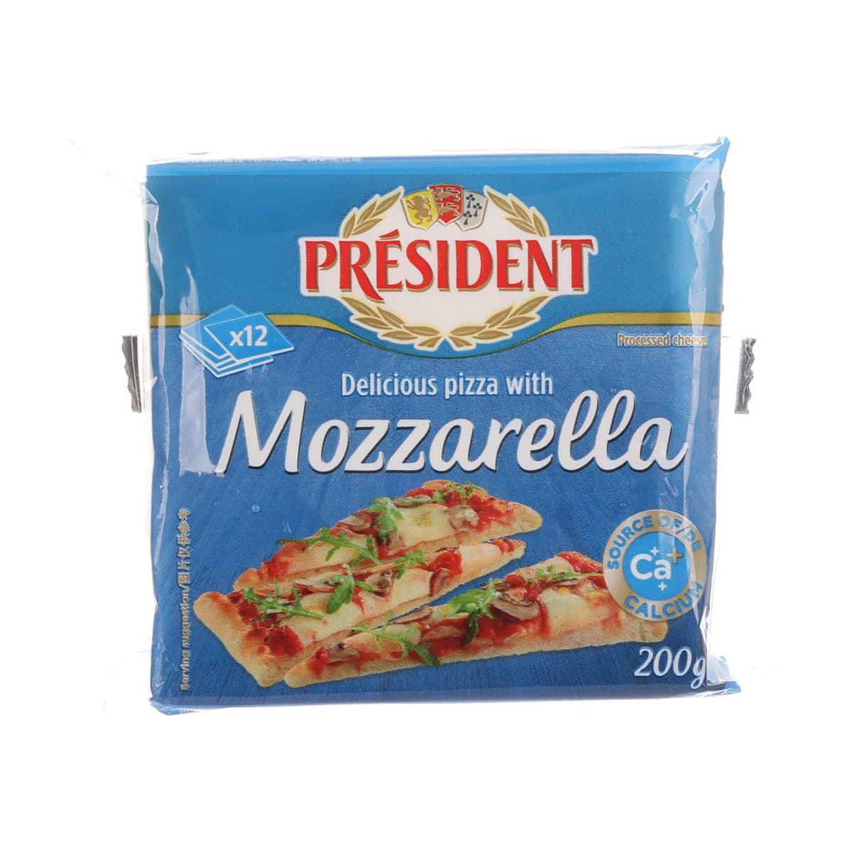 PRESIDENT mozzarella processed cheese slices pack, 200g