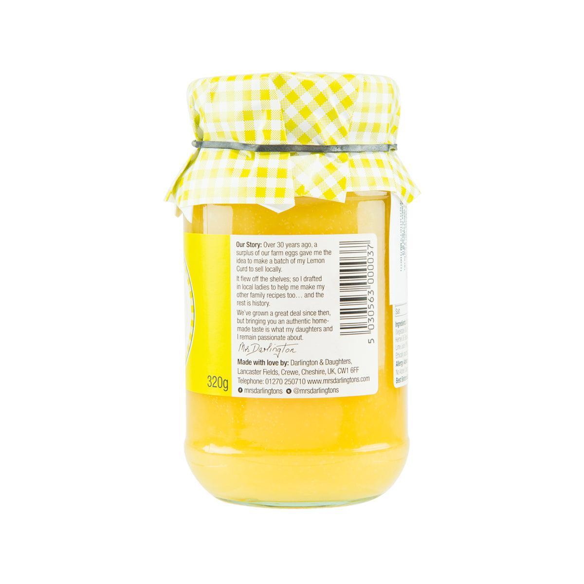Mrs Darlington's lime curd jar (320g) with back label and barcode
