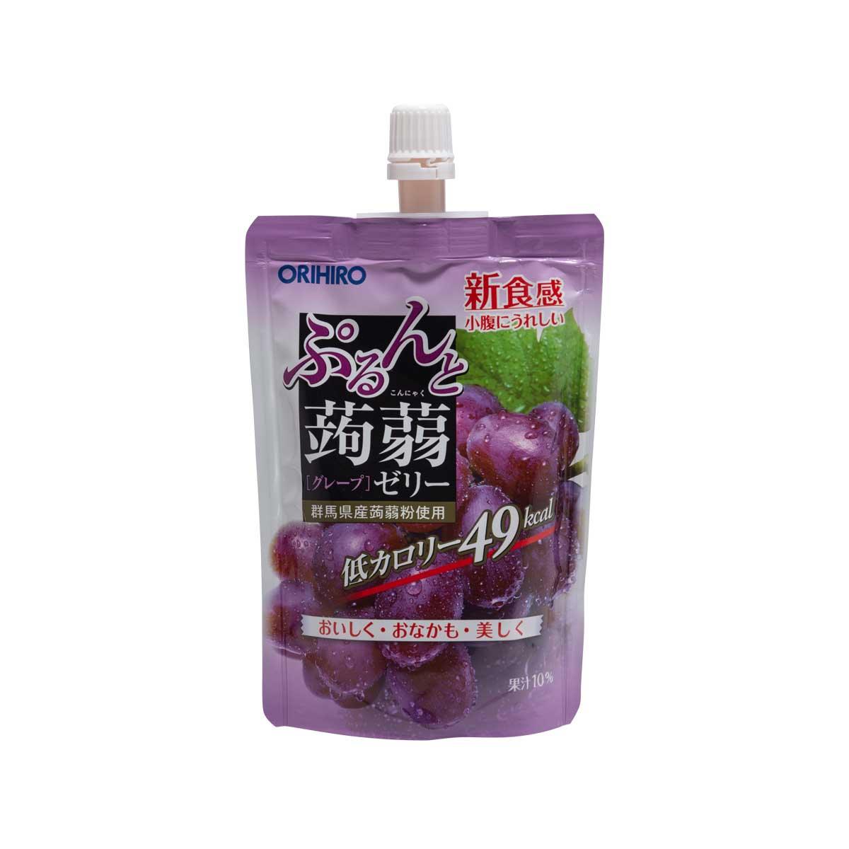 Grape konjac jelly drink pouch with spout, purple front label