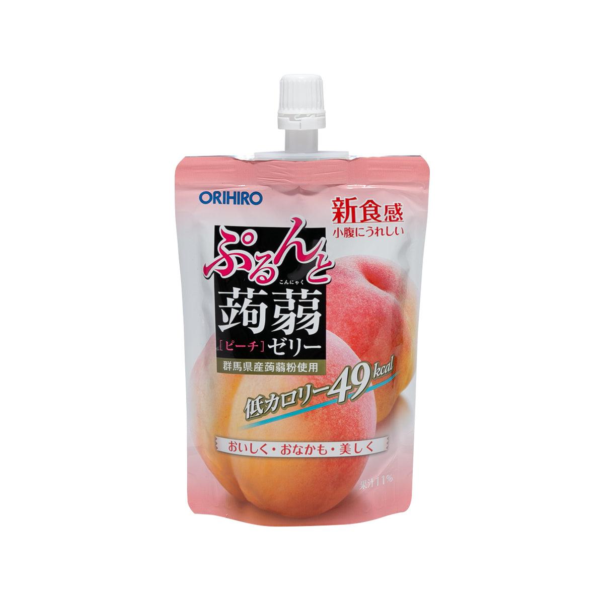 Peach ORIHIRO konjac jelly drink pouch with flip-top spout
