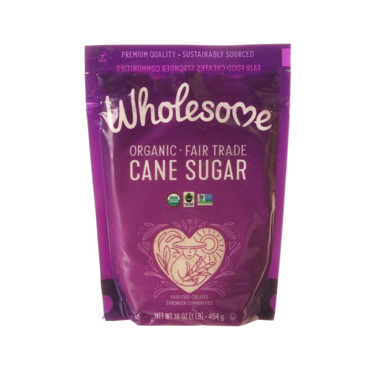 Organic cane sugar pouch with purple front label, 454 g