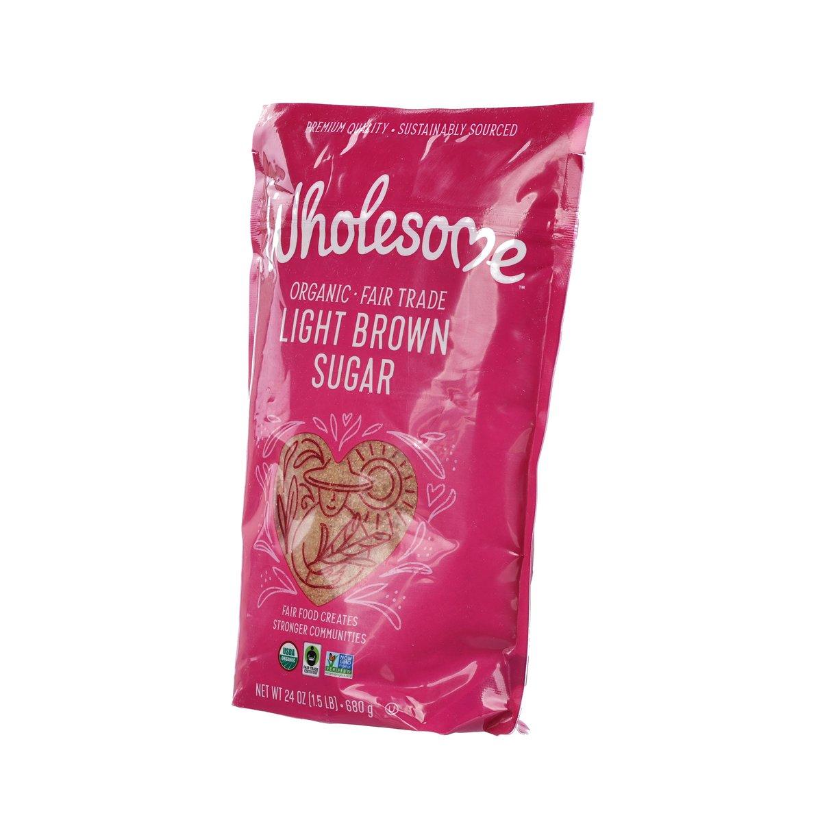 Organic light brown sugar pouch, 680 g, sealed bag front view