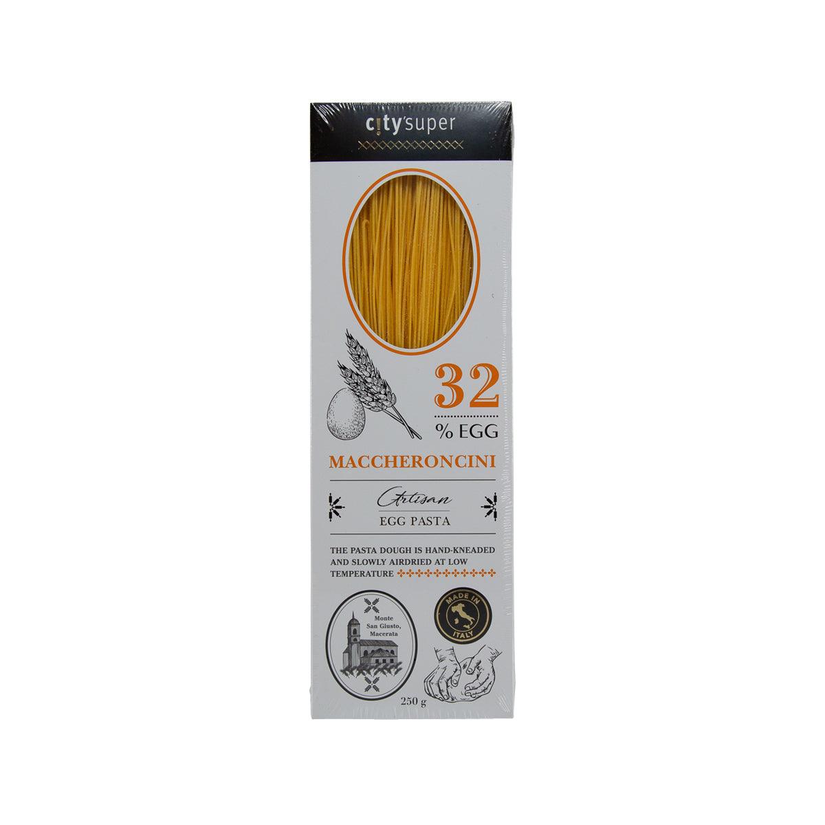 Egg pasta macaroncini package, yellow strands, 32% egg, CITYSUPER brand
