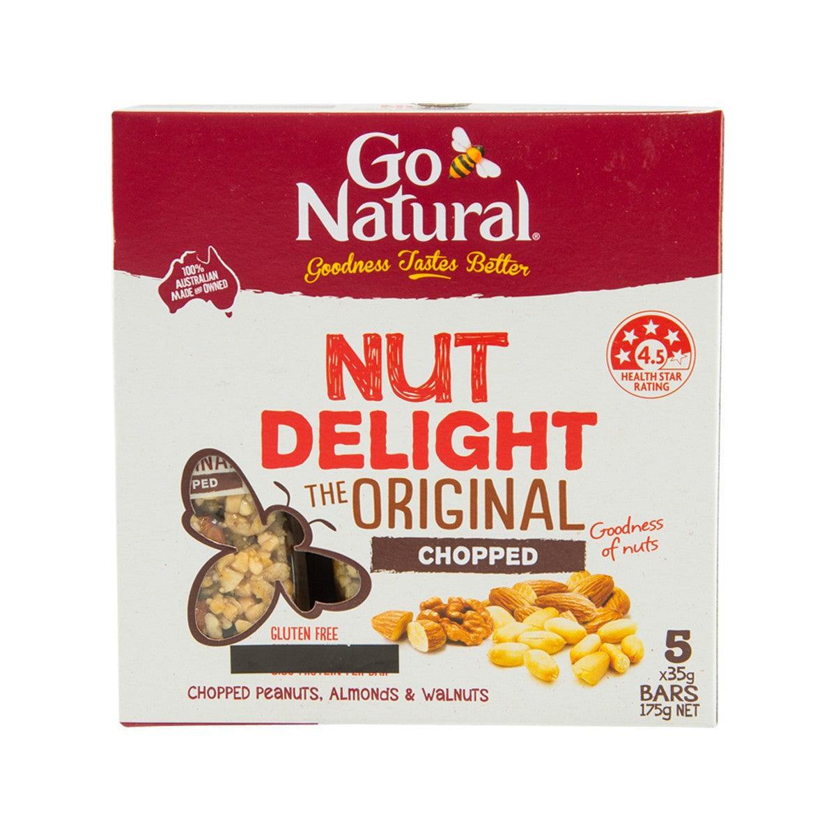 GO Natural Nut Delight snack bar box, chopped peanuts, almonds & walnuts, gluten-free